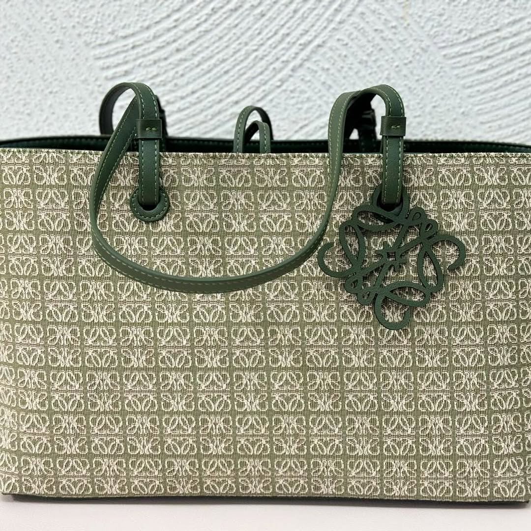 LOEWE ..   Jacquard Anagram Calfskin Small Square Tote