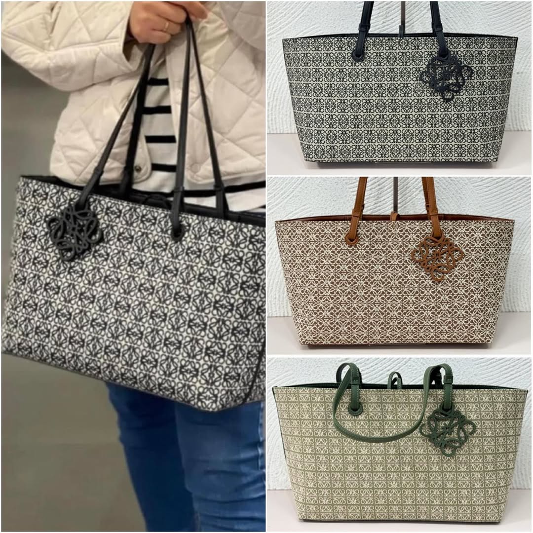 LOEWE ..   Jacquard Anagram Calfskin Small Square Tote