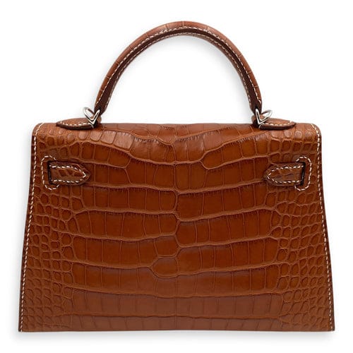 Hermes Kelly 20 Mini Sellier Rose Scheherazade Alligator Bag Palladium Hardware
